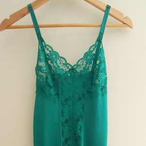 Vintage Full Length Slip Nightie Jewel Green Perfect!